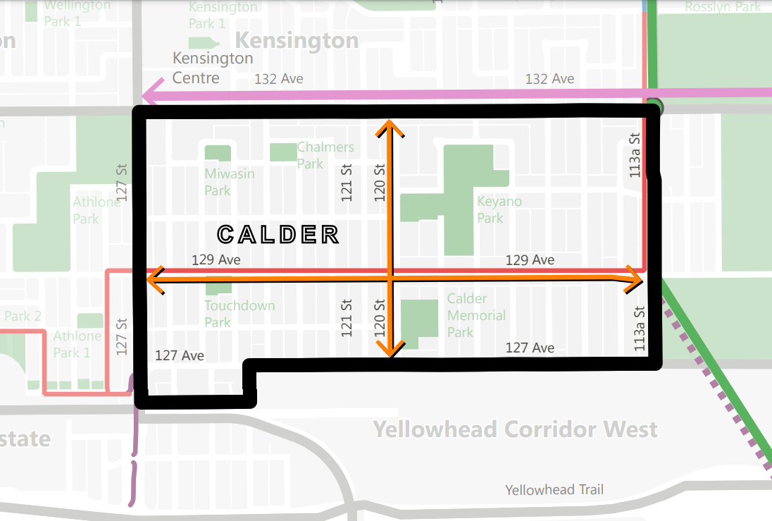 Map of Calder proposed bike routes