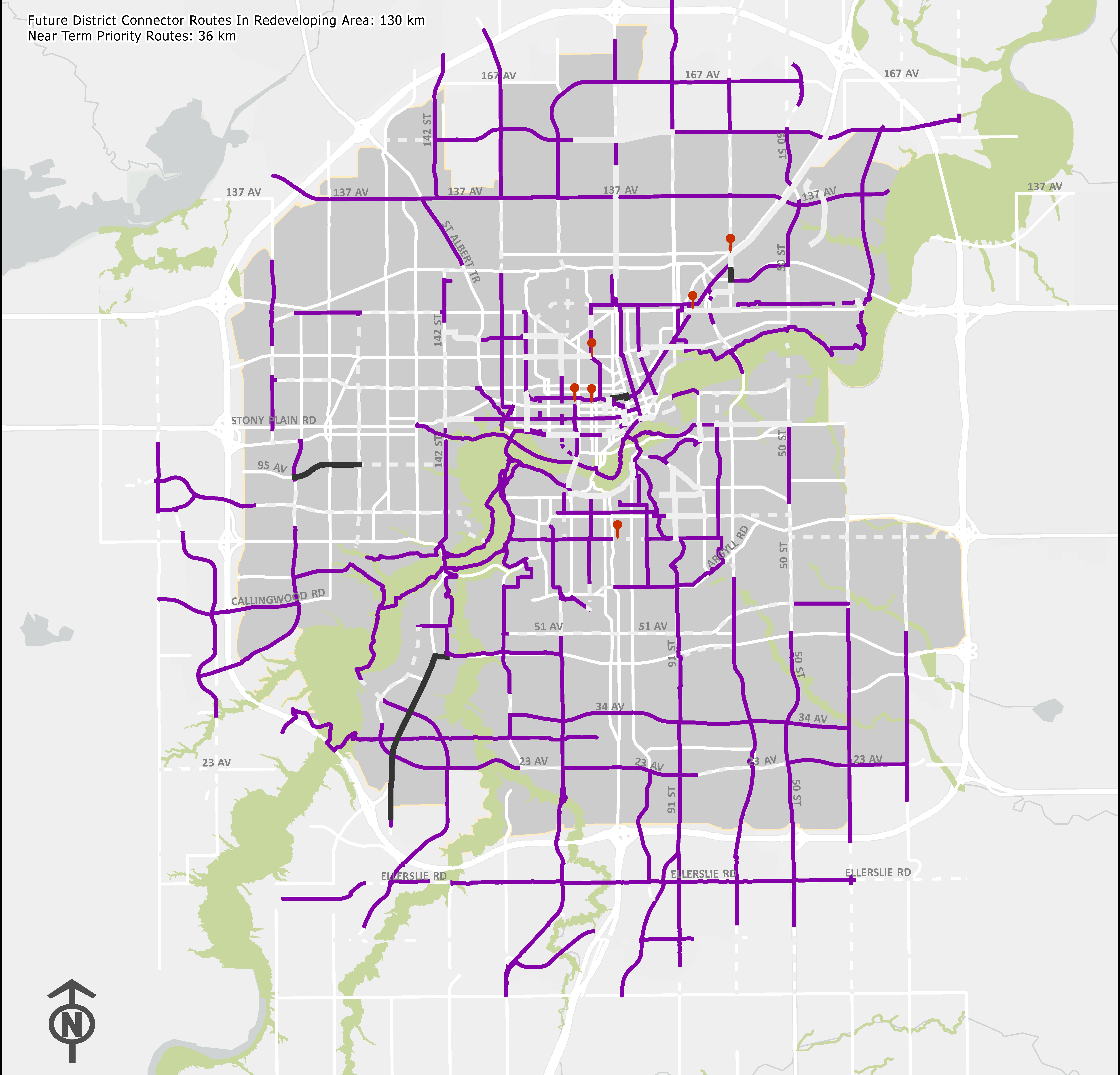 District connector route map from the Bike Plan Implementation Guide